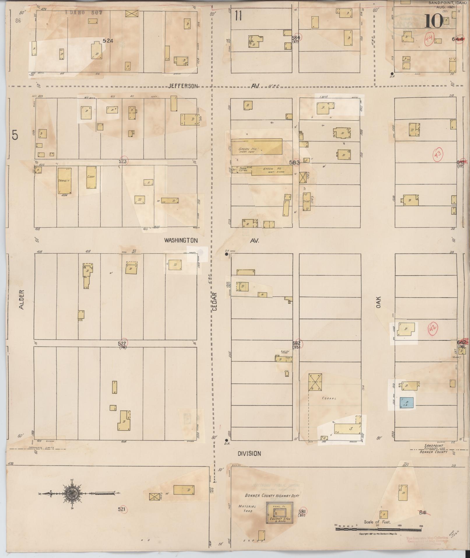 Sanborn Fire Insurance Map from Sandpoint, Bonner County, Idaho (1948), Sheet #0010 - Complete Map Set gallery image, historic Sanborn map, vintage wall art, Idaho Idaho