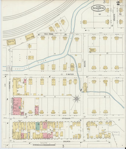 Sanborn Fire Insurance Map from Pocahontas, Tazewell County, Virginia (1898), Sheet #0002 - Historic Sanborn Fire Insurance Map Print, vintage old map wall art, antique decor, genealogy gift, Virginia Virginia map