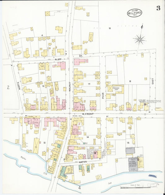 Sanborn Fire Insurance Map from Milford, Kent And Sussex Counties, Delaware (1904), Sheet #0003 - Historic Sanborn Fire Insurance Map Print, vintage old map wall art, antique decor, genealogy gift, Delaware Delaware map