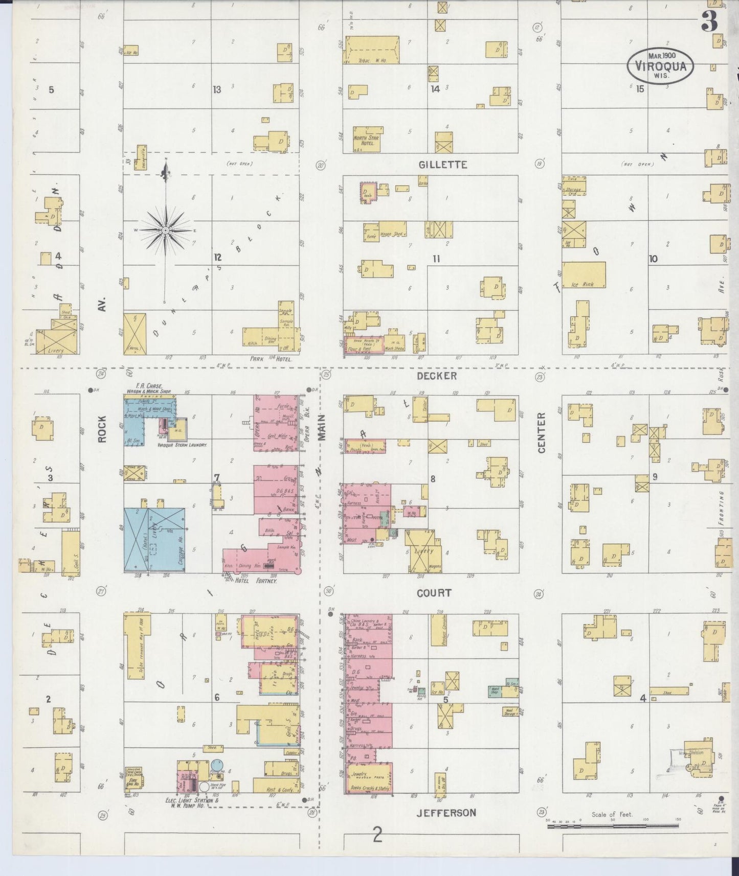 Sanborn Fire Insurance Map from Viroqua, Vernon County, Wisconsin (1900), Sheet #0003 - Complete Map Set gallery image, historic Sanborn map, vintage wall art, Wisconsin Wisconsin