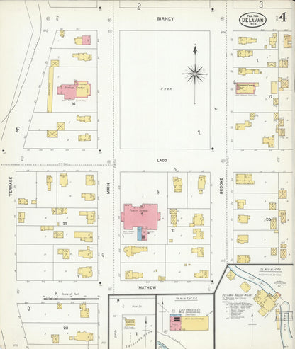 Sanborn Fire Insurance Map from Delavan, Walworth County, Wisconsin (1904), Sheet #0004 - Historic Sanborn Fire Insurance Map Print, vintage old map wall art, antique decor, genealogy gift, Wisconsin Wisconsin map
