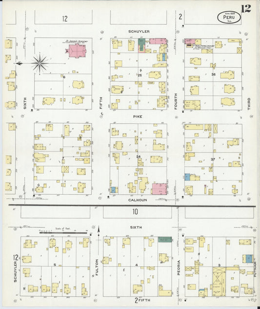 Sanborn Fire Insurance Map from Peru, La Salle County, Illinois (1909), Sheet #0012 - Historic Sanborn Fire Insurance Map Print, vintage old map wall art, antique decor, genealogy gift, Illinois Illinois map