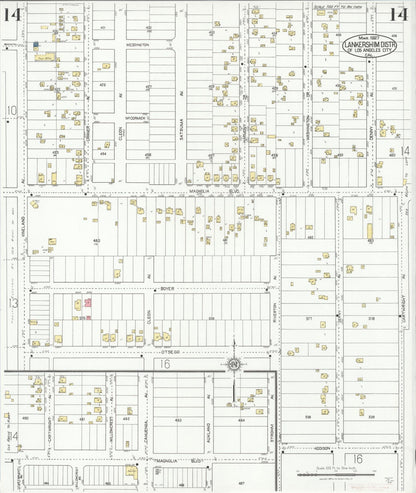 Sanborn Fire Insurance Map from Lankershim, Los Angeles County, California (1927), Sheet #0014 - Complete Map Set gallery image, historic Sanborn map, vintage wall art, California California