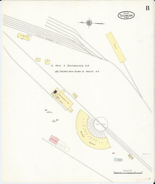 Sanborn Fire Insurance Map from Tucumcari, Quay County, New Mexico (1911), Sheet #0008 - Historic Sanborn Fire Insurance Map Print, vintage old map wall art, antique decor, genealogy gift, New Mexico New Mexico map