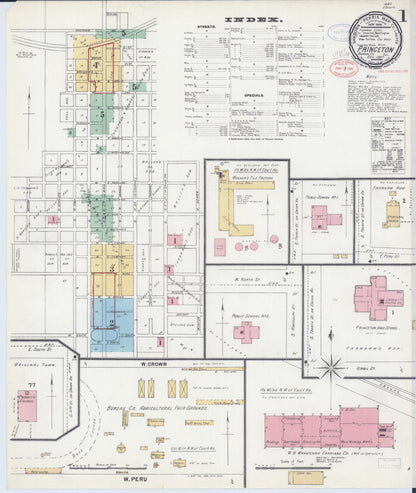 Sanborn Fire Insurance Map from Princeton, Bureau County, Illinois (1897), Sheet #0001 - Complete Map Set gallery image, historic Sanborn map, vintage wall art, Illinois Illinois