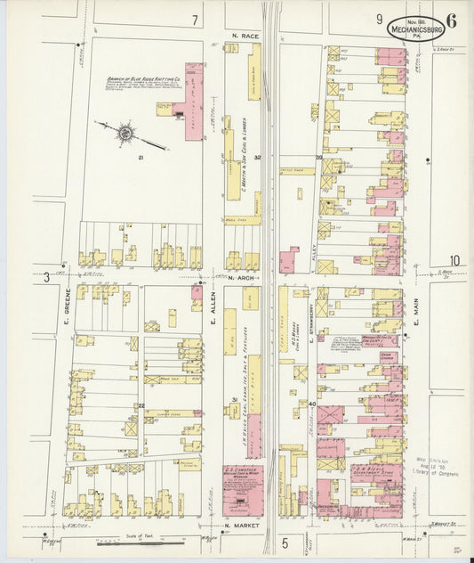 Sanborn Fire Insurance Map from Mechanicsburg, Cumberland County, Pennsylvania (1911), Sheet #0006 - Historic Sanborn Fire Insurance Map Print, vintage old map wall art, antique decor, genealogy gift, Pennsylvania Pennsylvania map