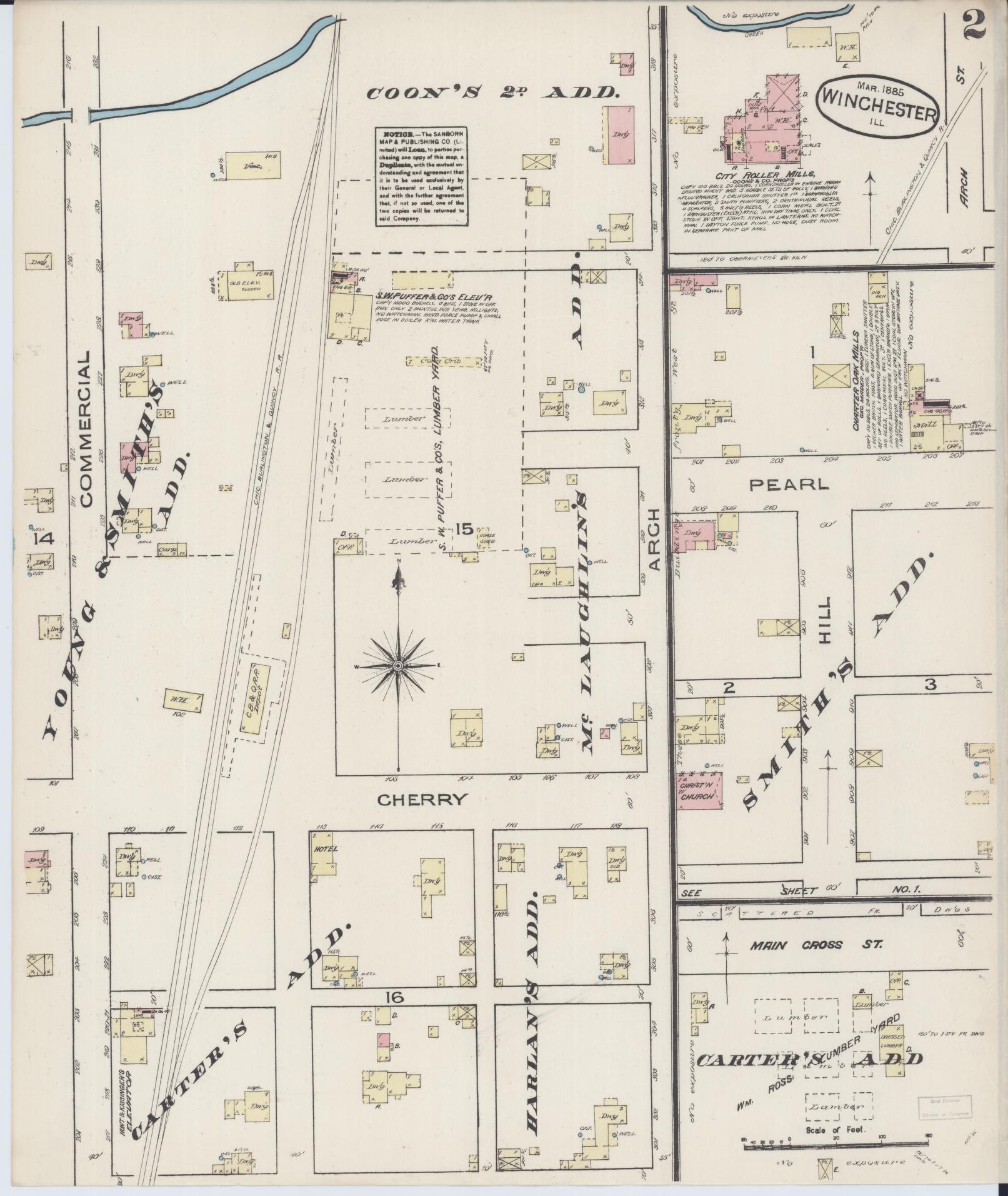 Sanborn Fire Insurance Map from Winchester, Scott County, Illinois (1885), Sheet #0002 - Complete Map Set gallery image, historic Sanborn map, vintage wall art, Illinois Illinois