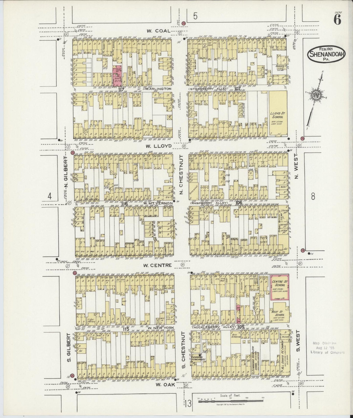Sanborn Fire Insurance Map from Shenandoah, Schuylkill County, Pennsylvania (1921), Sheet #0006 - Complete Map Set gallery image, historic Sanborn map, vintage wall art, Pennsylvania Pennsylvania