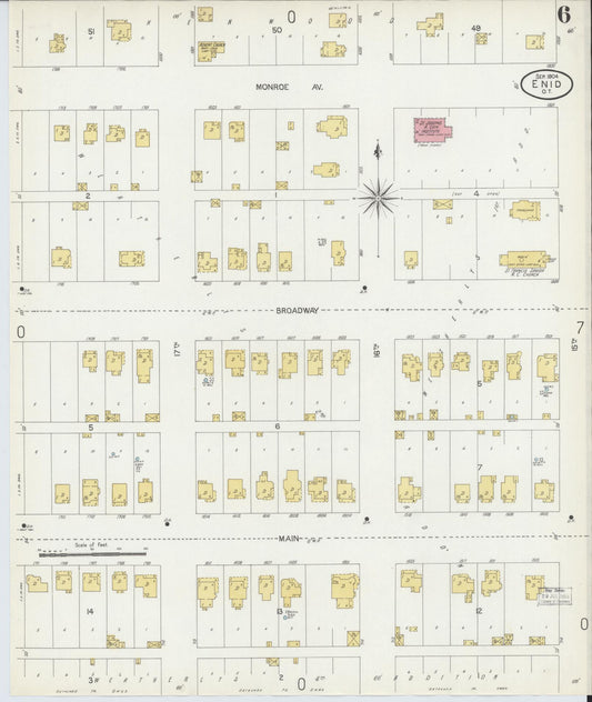 Sanborn Fire Insurance Map from Enid, Garfield County, Oklahoma (1904), Sheet #0006 - Historic Sanborn Fire Insurance Map Print, vintage old map wall art, antique decor, genealogy gift, Oklahoma Oklahoma map
