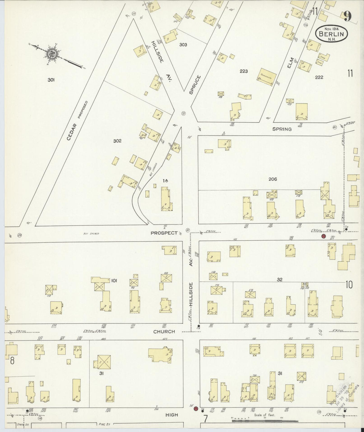 Sanborn Fire Insurance Map from Berlin, Coos County, New Hampshire (1914), Sheet #0009 - Complete Map Set gallery image, historic Sanborn map, vintage wall art, New Hampshire New Hampshire