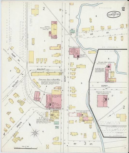 Sanborn Fire Insurance Map from Canisteo, Steuben County, New York (1897), Sheet #0002 - Historic Sanborn Fire Insurance Map Print, vintage old map wall art, antique decor, genealogy gift, New York New York map