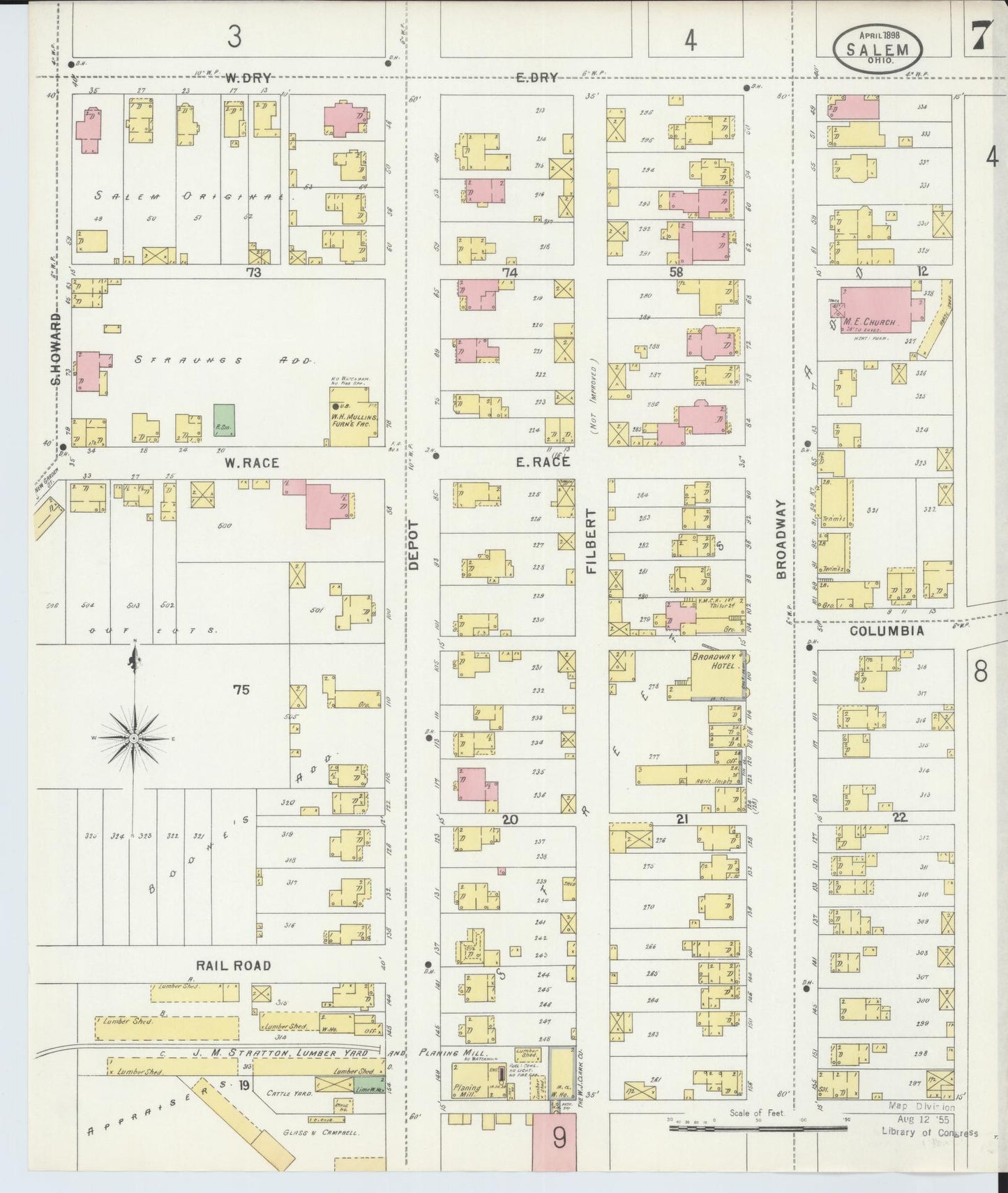 Sanborn Fire Insurance Map from Salem, Columbiana County, Ohio (1898), Sheet #0007 - Complete Map Set gallery image, historic Sanborn map, vintage wall art, Ohio Ohio