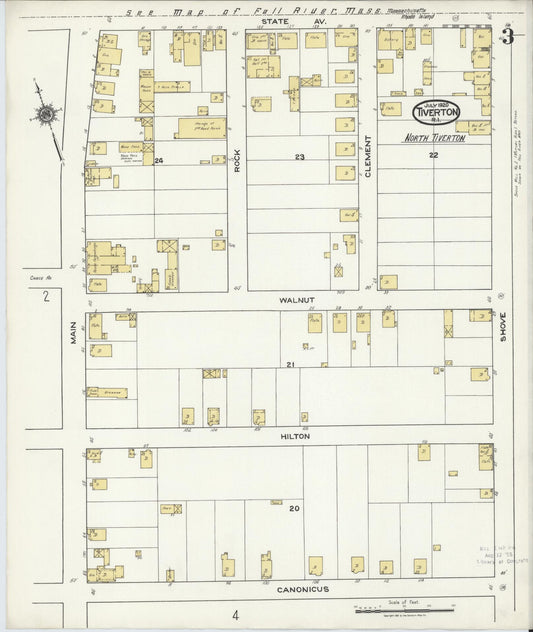 Sanborn Fire Insurance Map from Tiverton, Newport County, Rhode Island (1920), Sheet #0003 - Historic Sanborn Fire Insurance Map Print, vintage old map wall art, antique decor, genealogy gift, Rhode Island Rhode Island map
