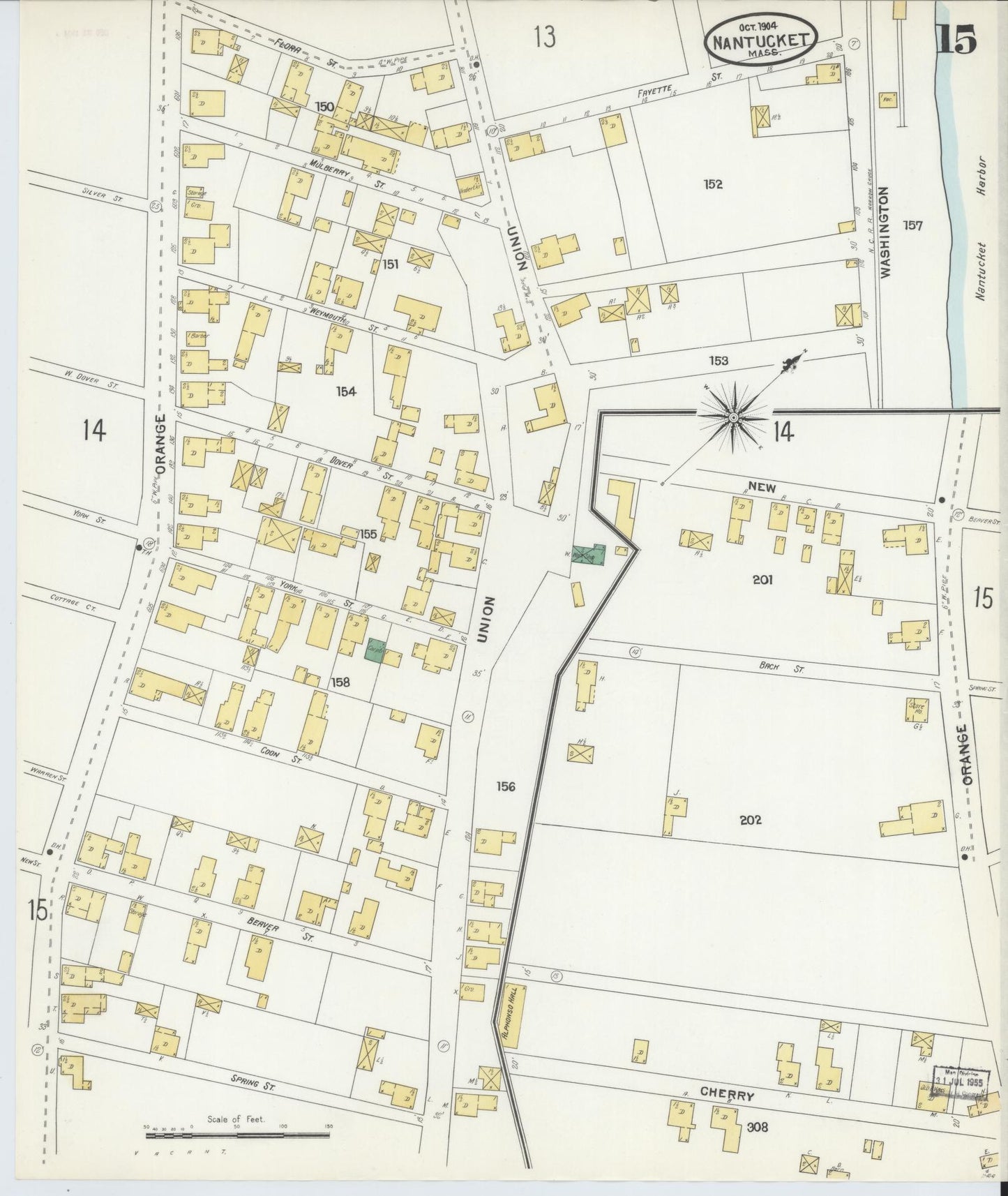Sanborn Fire Insurance Map from Nantucket, Nantucket County, Massachusetts (1904), Sheet #0015 - Complete Map Set gallery image, historic Sanborn map, vintage wall art, Massachusetts Massachusetts