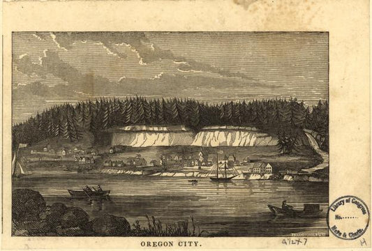 Oregon City. (1850) – Historic Bird’s-Eye View Panorama Print