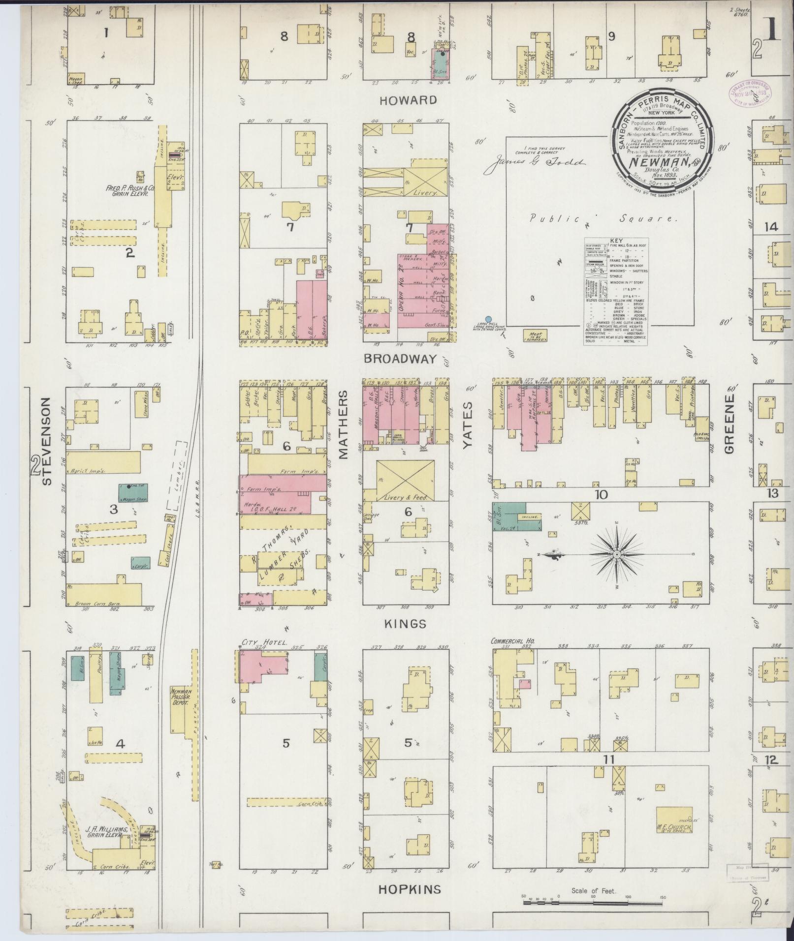 Sanborn Fire Insurance Map from Newman, Douglas County, Illinois (1893), Sheet #0001 - Complete Map Set gallery image, historic Sanborn map, vintage wall art, Illinois Illinois