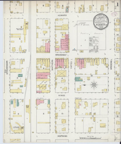 Sanborn Fire Insurance Map from Newman, Douglas County, Illinois (1893), Sheet #0001 - Complete Map Set gallery image, historic Sanborn map, vintage wall art, Illinois Illinois