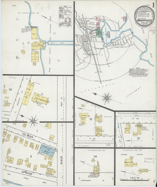 Sanborn Fire Insurance Map from Mamaroneck, Westchester County, New York (1887), Sheet #0001 - Complete Map Set gallery image, historic Sanborn map, vintage wall art, New York New York
