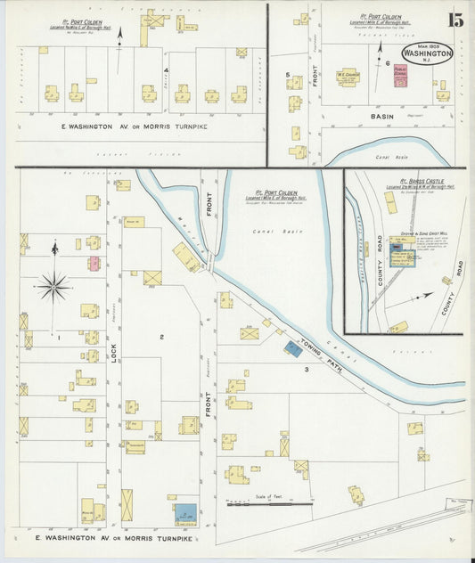 Sanborn Fire Insurance Map from Washington, Warren County, New Jersey (1909), Sheet #0015 - Historic Sanborn Fire Insurance Map Print, vintage old map wall art, antique decor, genealogy gift, New Jersey New Jersey map