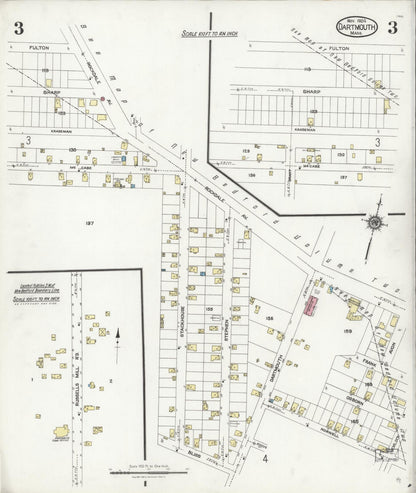 Sanborn Fire Insurance Map from Dartmouth, Bristol County, Massachusetts (1924), Sheet #0003 - Historic Sanborn Fire Insurance Map Print, vintage old map wall art, antique decor, genealogy gift, Massachusetts Massachusetts map