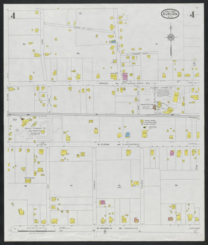 Sanborn Fire Insurance Map from Auburn, Lee County, Alabama (1928), Sheet #0004 - Complete Map Set gallery image, historic Sanborn map, vintage wall art, Alabama Alabama