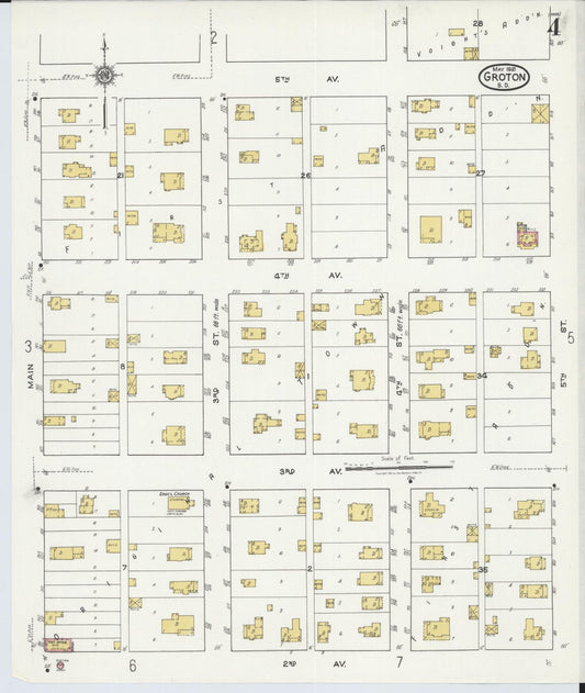 Sanborn Fire Insurance Map from Groton, Brown County, South Dakota (1921), Sheet #0004 - Historic Sanborn Fire Insurance Map Print, vintage old map wall art, antique decor, genealogy gift, South Dakota South Dakota map
