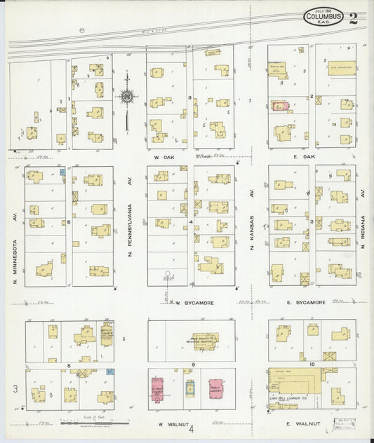 Sanborn Fire Insurance Map from Columbus, Cherokee County, Kansas (1918), Sheet #0002 - Historic Sanborn Fire Insurance Map Print, vintage old map wall art, antique decor, genealogy gift, Kansas Kansas map