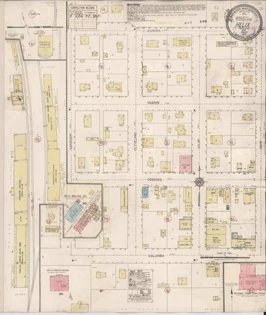 Sanborn Fire Insurance Map from Helix, Umatilla County, Oregon (1932), Sheet #0001 - Historic Sanborn Fire Insurance Map Print, vintage old map wall art, antique decor, genealogy gift, Oregon Oregon map