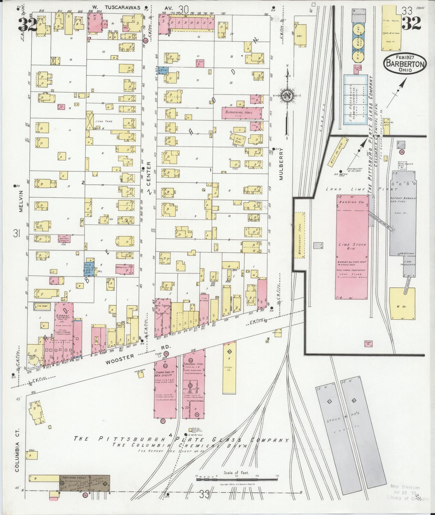 Sanborn Fire Insurance Map from Barberton, Summit County, Ohio (1927), Sheet #0032 - Historic Sanborn Fire Insurance Map Print, vintage old map wall art, antique decor, genealogy gift, Ohio Ohio map