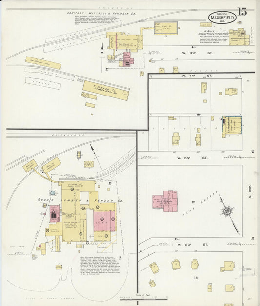 Sanborn Fire Insurance Map from Marshfield, Wood County, Wisconsin (1912), Sheet #0015 - Historic Sanborn Fire Insurance Map Print, vintage old map wall art, antique decor, genealogy gift, Wisconsin Wisconsin map