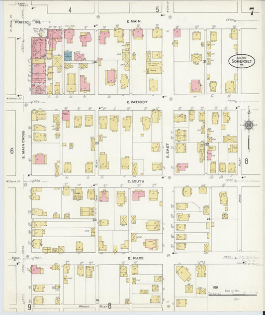 Sanborn Fire Insurance Map from Somerset, Somerset County, Pennsylvania (1910), Sheet #0007 - Historic Sanborn Fire Insurance Map Print, vintage old map wall art, antique decor, genealogy gift, Pennsylvania Pennsylvania map