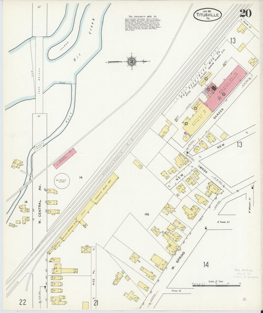 Sanborn Fire Insurance Map from Titusville, Crawford County, Pennsylvania (1912), Sheet #0020 - Historic Sanborn Fire Insurance Map Print, vintage old map wall art, antique decor, genealogy gift, Pennsylvania Pennsylvania map