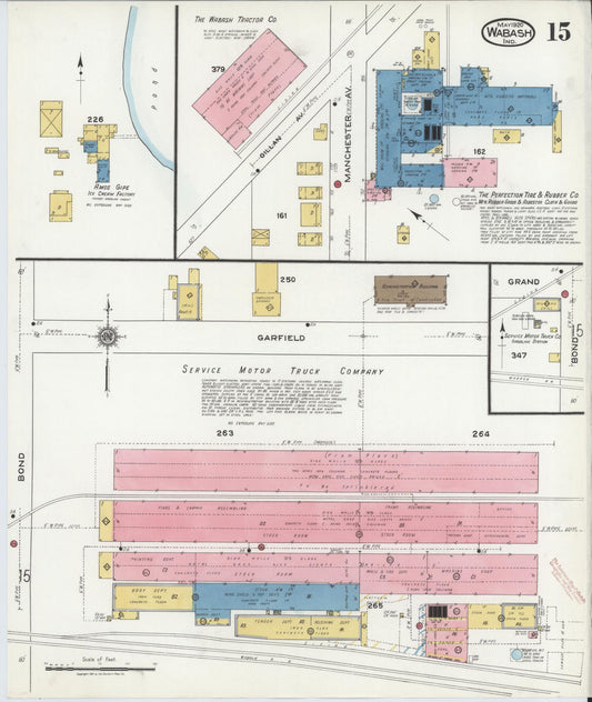 Sanborn Fire Insurance Map from Wabash, Wabash County, Indiana (1920), Sheet #0015 - Historic Sanborn Fire Insurance Map Print, vintage old map wall art, antique decor, genealogy gift, Indiana Indiana map