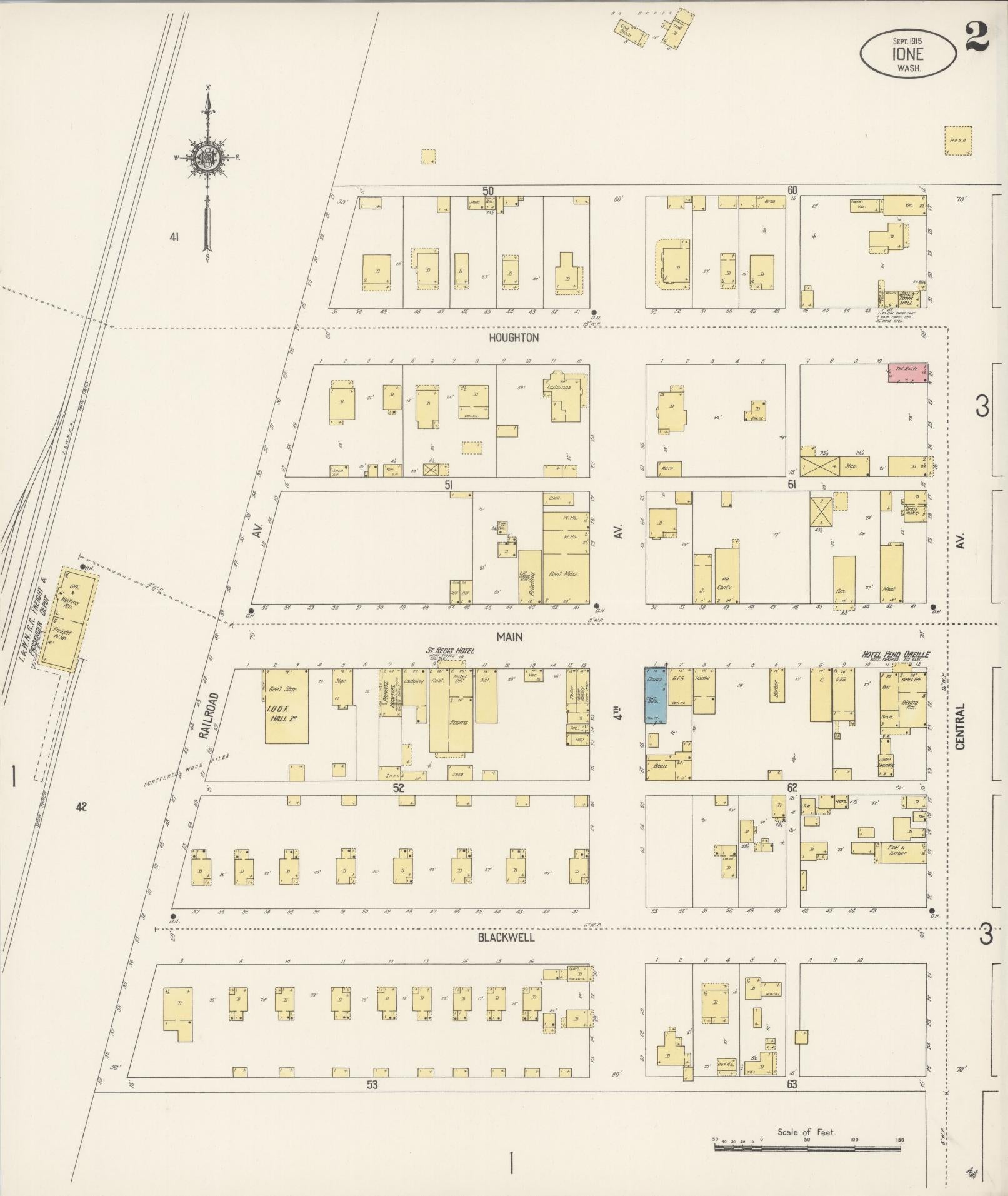 Sanborn Fire Insurance Map from Ione, Pend Oreille County, Washington (1915), Sheet #0002 - Complete Map Set gallery image, historic Sanborn map, vintage wall art, Washington Washington