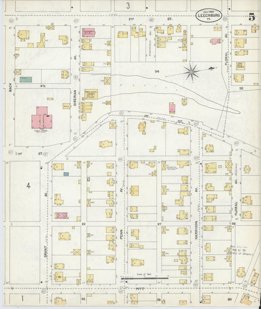 Sanborn Fire Insurance Map from Leechburg, Armstrong County, Pennsylvania (1903), Sheet #0005 - Historic Sanborn Fire Insurance Map Print, vintage old map wall art, antique decor, genealogy gift, Pennsylvania Pennsylvania map