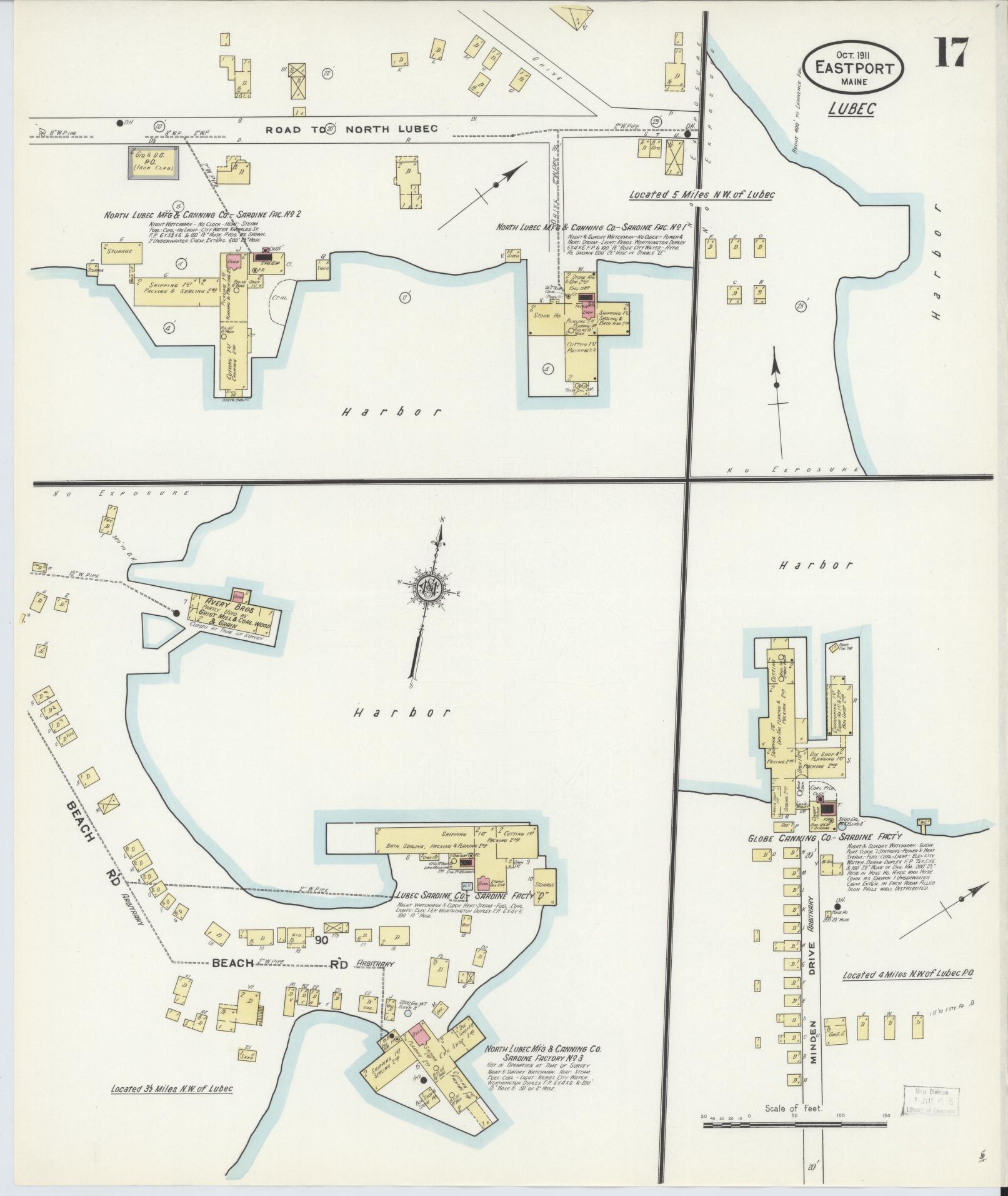 Sanborn Fire Insurance Map from Eastport, Washington County, Maine (1911), Sheet #0017 - Complete Map Set gallery image, historic Sanborn map, vintage wall art, Maine Maine