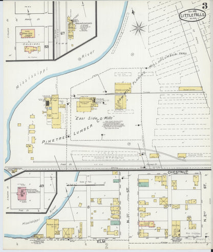 Sanborn Fire Insurance Map from Little Falls, Morrison County, Minnesota (1892), Sheet #0003 - Complete Map Set gallery image, historic Sanborn map, vintage wall art, Minnesota Minnesota