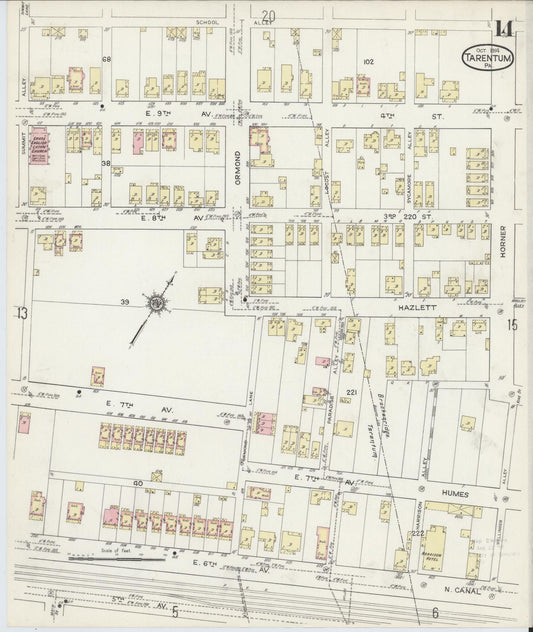 Sanborn Fire Insurance Map from Tarentum, Allegheny County, Pennsylvania (1914), Sheet #0014 - Historic Sanborn Fire Insurance Map Print, vintage old map wall art, antique decor, genealogy gift, Pennsylvania Pennsylvania map