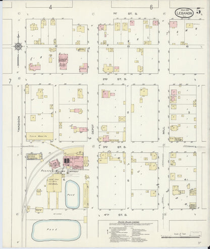 Sanborn Fire Insurance Map from Lebanon, Saint Clair County, Illinois (1914), Sheet #0005 - Historic Sanborn Fire Insurance Map Print, vintage old map wall art, antique decor, genealogy gift, Illinois Illinois map
