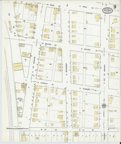 Sanborn Fire Insurance Map from Hugo, Choctaw County, Oklahoma (1918), Sheet #0009 - Complete Map Set gallery image, historic Sanborn map, vintage wall art, Oklahoma Oklahoma