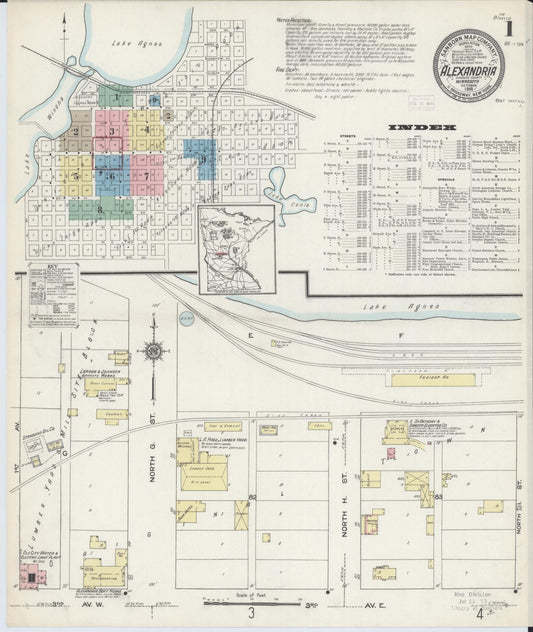 Sanborn Fire Insurance Map from Alexandria, Douglas County, Minnesota (1914), Sheet #0001 - Complete Map Set gallery image, historic Sanborn map, vintage wall art, Minnesota Minnesota