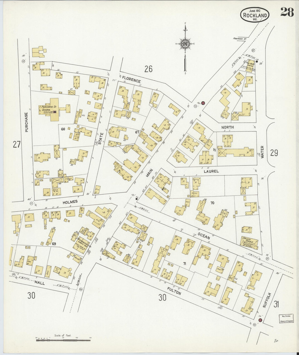 Sanborn Fire Insurance Map from Rockland, Knox County, Maine (1912), Sheet #0028 - Complete Map Set gallery image, historic Sanborn map, vintage wall art, Maine Maine
