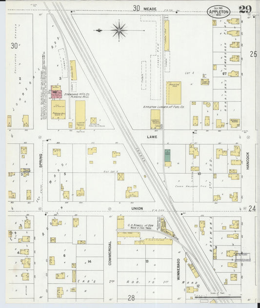Sanborn Fire Insurance Map from Appleton, Outagamie County, Wisconsin (1901), Sheet #0029 - Historic Sanborn Fire Insurance Map Print, vintage old map wall art, antique decor, genealogy gift, Wisconsin Wisconsin map