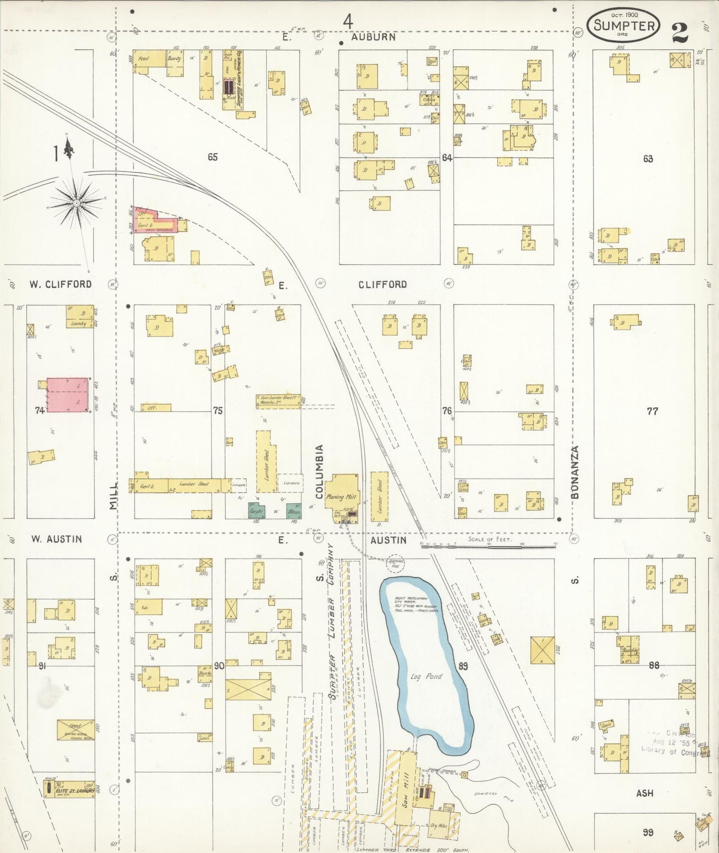 Sanborn Fire Insurance Map from Sumpter, Baker County, Oregon (1900), Sheet #0002 - Complete Map Set gallery image, historic Sanborn map, vintage wall art, Oregon Oregon