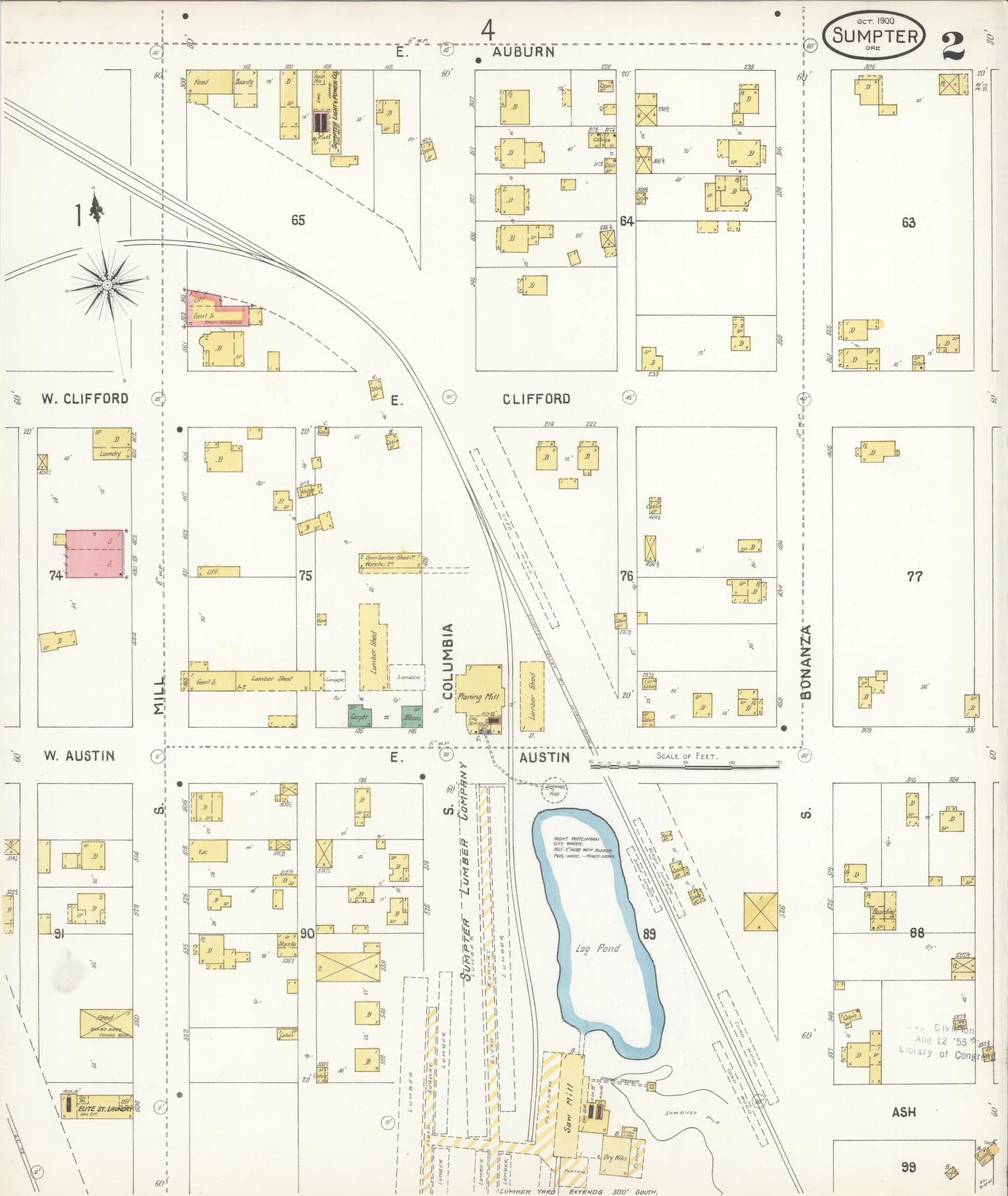 Sanborn Fire Insurance Map from Sumpter, Baker County, Oregon (1900), Sheet #0002 - Complete Map Set gallery image, historic Sanborn map, vintage wall art, Oregon Oregon
