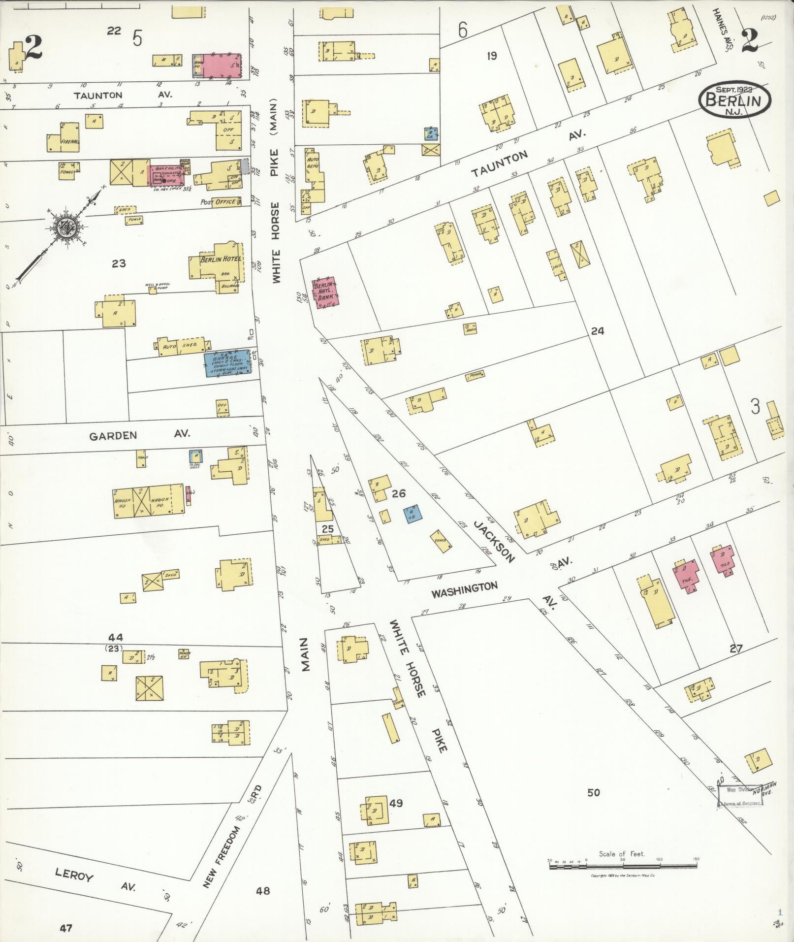 Sanborn Fire Insurance Map from Berlin, Camden County, New Jersey (1923), Sheet #0002 - Complete Map Set gallery image, historic Sanborn map, vintage wall art, New Jersey New Jersey