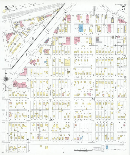 Sanborn Fire Insurance Map from Littlefield, Lamb County, Texas (1950), Sheet #0005 - Historic Sanborn Fire Insurance Map Print, vintage old map wall art, antique decor, genealogy gift, Texas Texas map