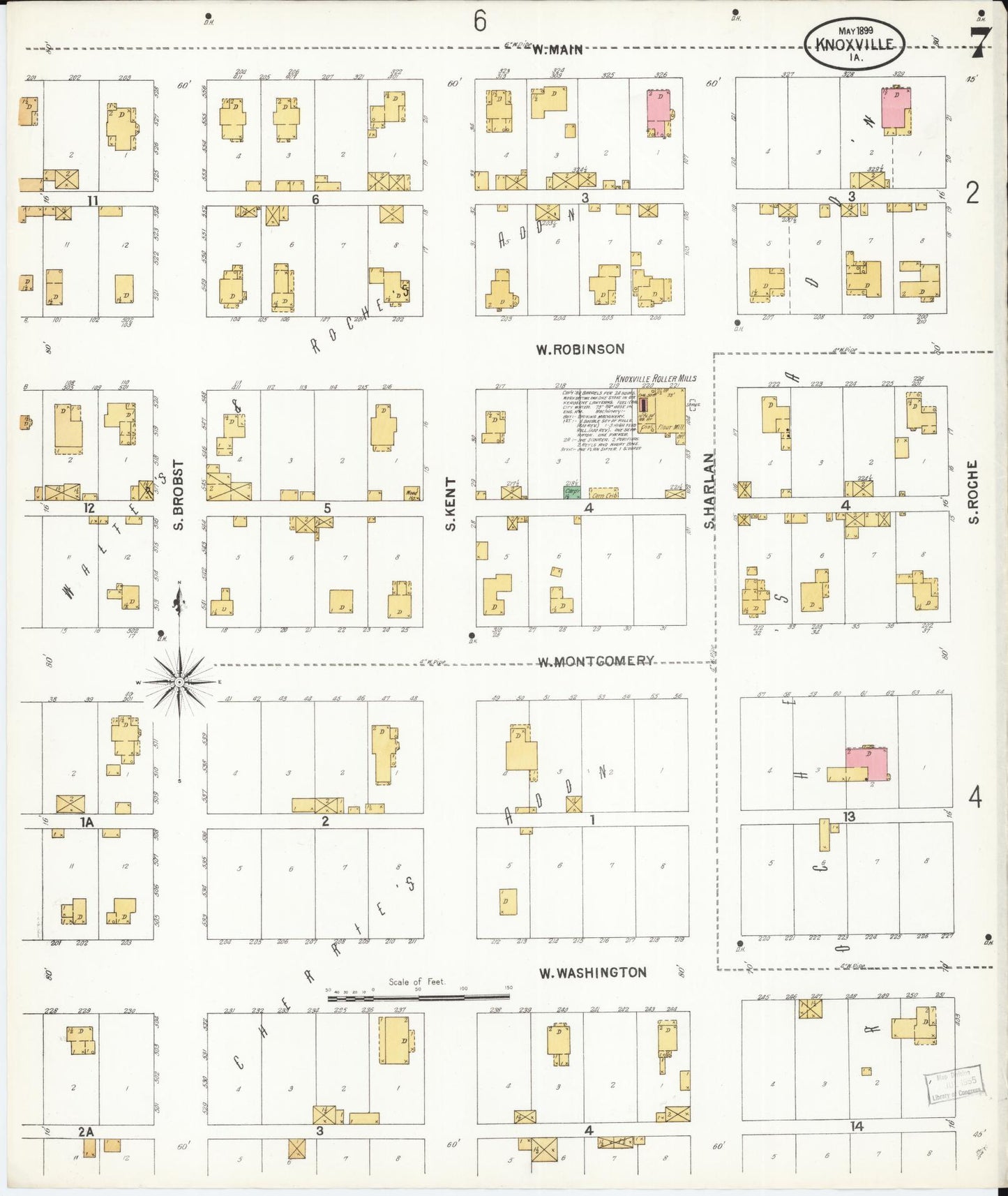 Sanborn Fire Insurance Map from Knoxville, Marion County, Iowa (1899), Sheet #0007 - Historic Sanborn Fire Insurance Map Print, vintage old map wall art