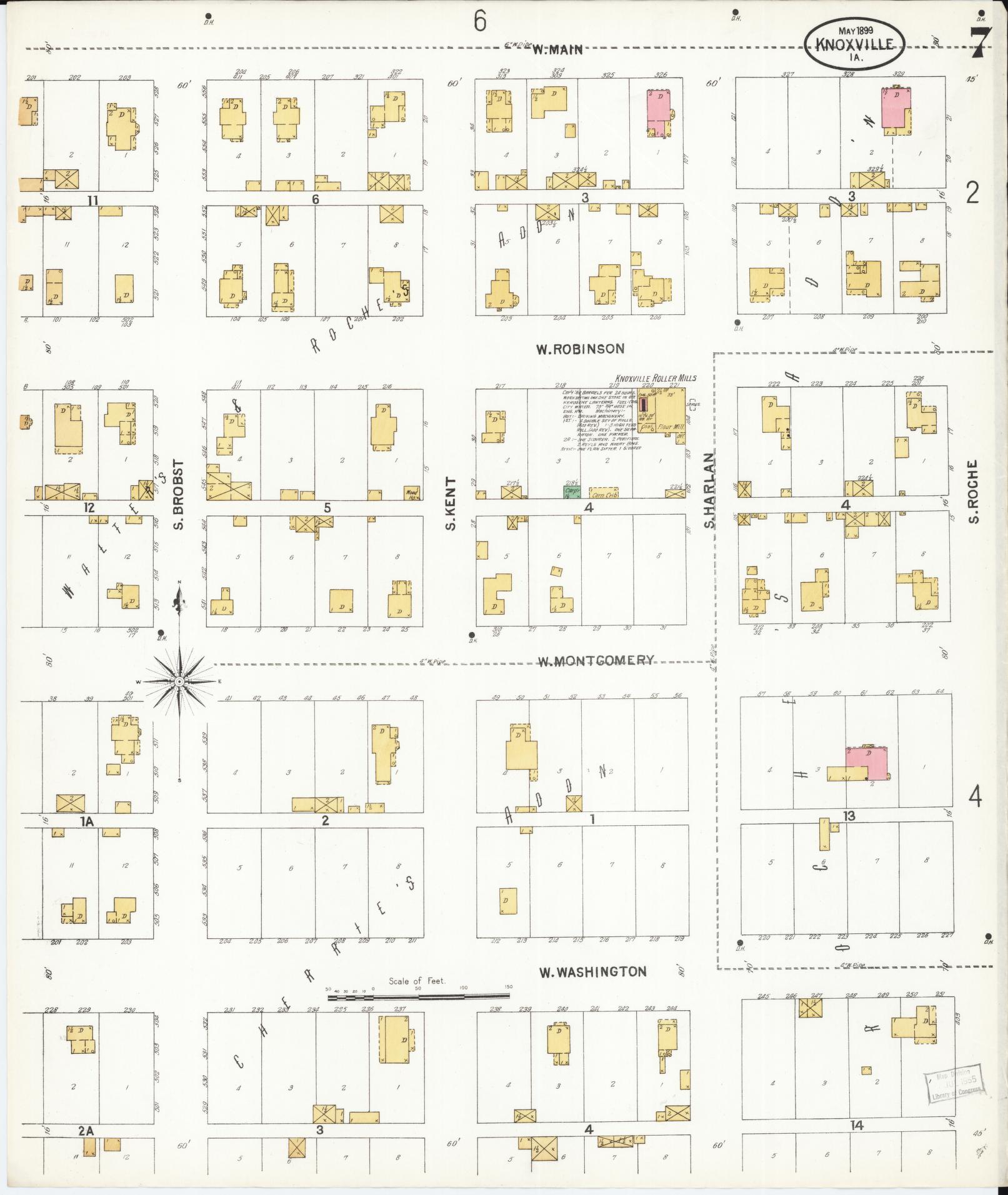 Sanborn Fire Insurance Map from Knoxville, Marion County, Iowa (1899), Sheet #0007 - Historic Sanborn Fire Insurance Map Print, vintage old map wall art