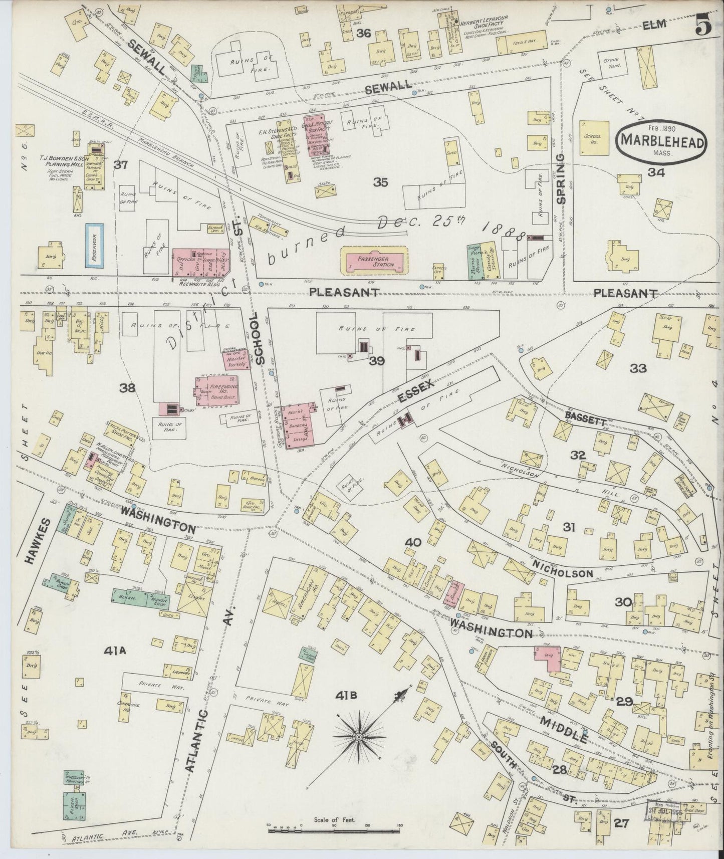 Sanborn Fire Insurance Map from Marblehead, Essex County, Massachusetts (1890), Sheet #0005 - Complete Map Set gallery image, historic Sanborn map, vintage wall art, Massachusetts Massachusetts